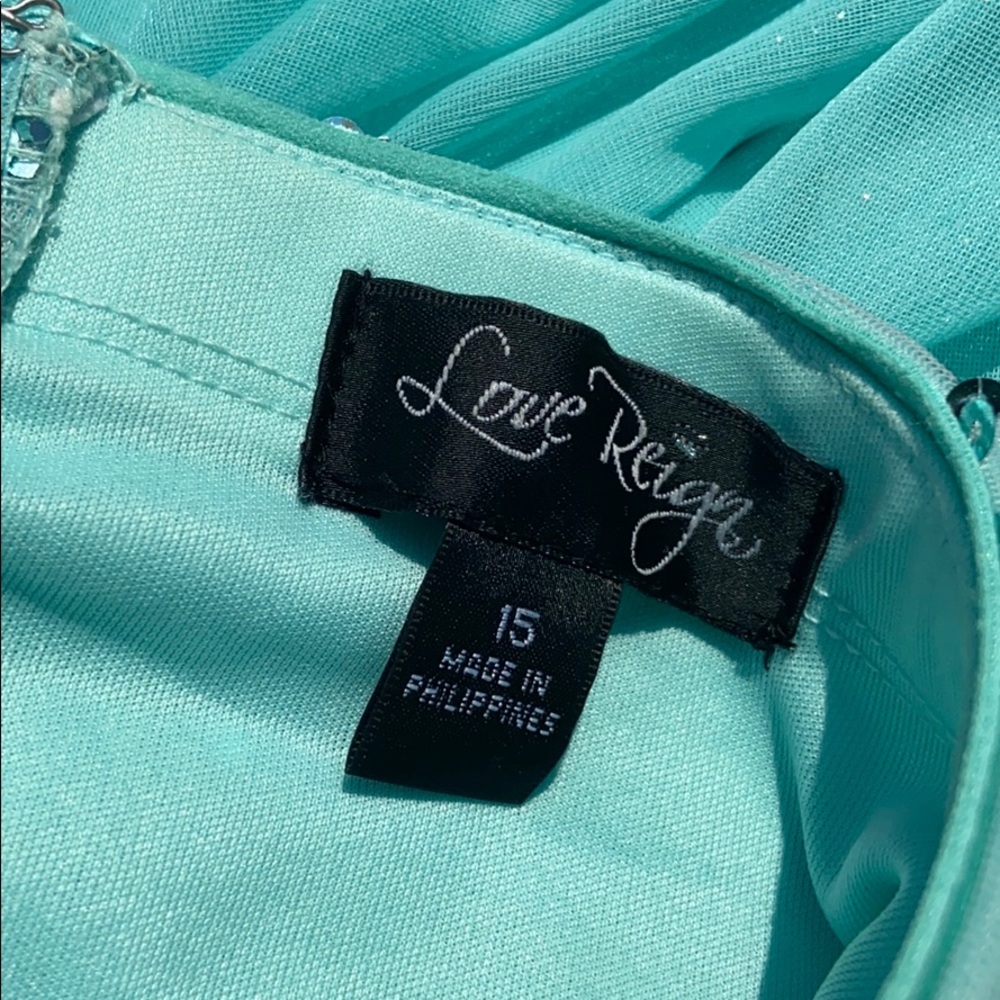 Turquoise High-Low prom Dress - Picture 7 of 7